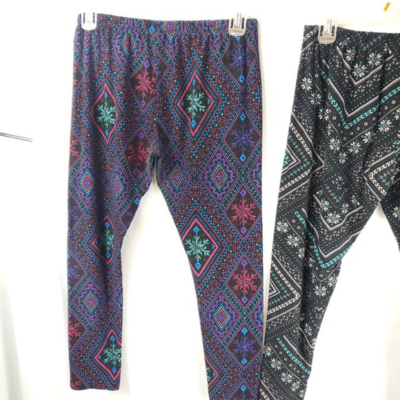 No Boundaries Elastic Waist Womens Snowflake Print Pack of 2 Legging Sz XL 15-17 - Picture 11 of 12